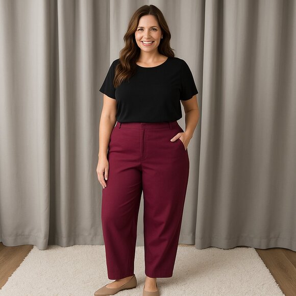 Lane Bryant Pants - Lane Bryant Plus Size 26 Burgundy Straight Leg Pants Stretch Career Trousers
